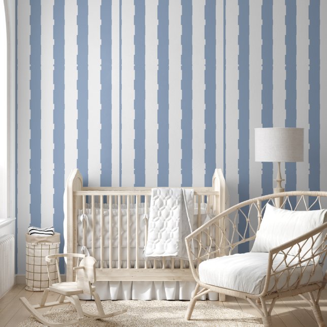 Wallpaper Blauw & Witte Streep Behang (Kinderen)