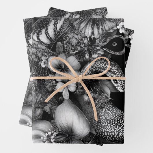 Wallpaper Decorative Zwart Wit Intrinsieke Slang Inpakpapier Vel (In situ)