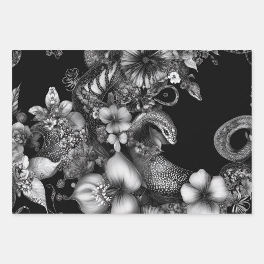 Wallpaper Decorative Zwart Wit Intrinsieke Slang Inpakpapier Vel (Voorkant)