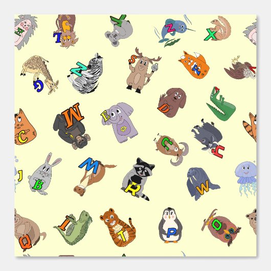 Wallpaper Educational print with a fun animal alph Behang (Voorkant)