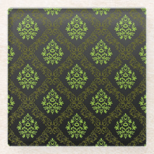Wallpaper Floral Green Glazen Onderzetter