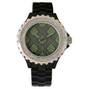 Wallpaper Floral Green Horloge