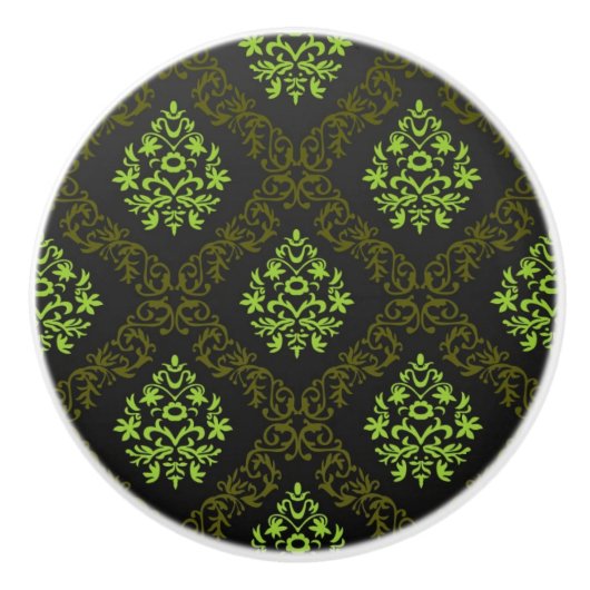 Wallpaper Floral Green Keramische Knop (Voorkant)