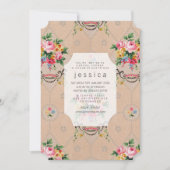 Wallpaper French Floral Pattern Invite Kaart (Voorkant)