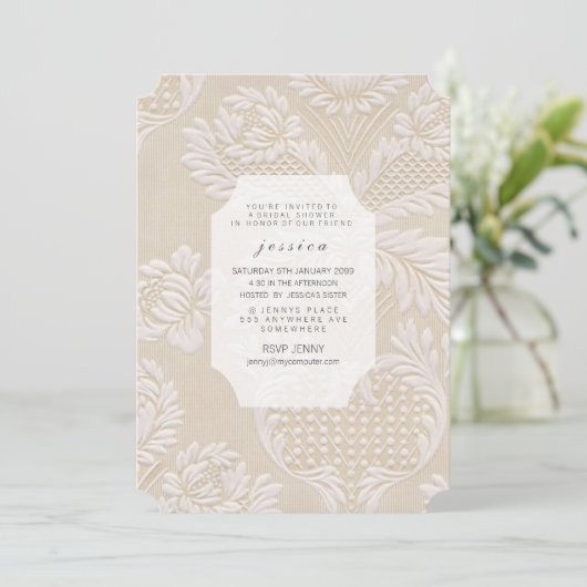  Wallpaper French Floral Pattern Invite Kaart (Staand voorkant)