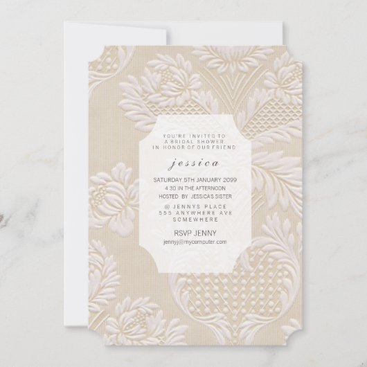  Wallpaper French Floral Pattern Invite Kaart (Voorkant)