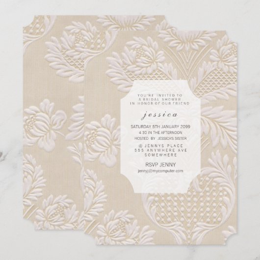  Wallpaper French Floral Pattern Invite Kaart (Voorkant / Achterkant)
