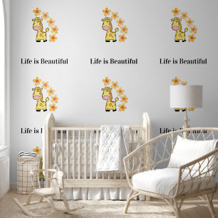 Wallpaper Giraffe Het leven is mooi Behang