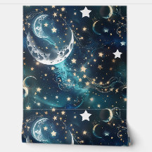 Wallpaper - Icy Blue Celestial Moon Phases