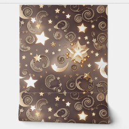 Wallpaper - Luxury Champagne Gold Celestial Moon Behang
