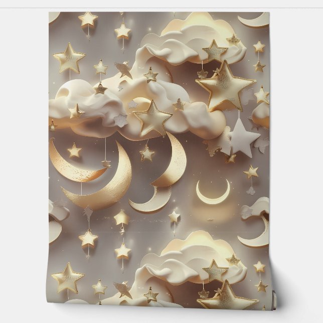 Wallpaper - Luxury Creamy Celestial Moon Behang (Afrollen)