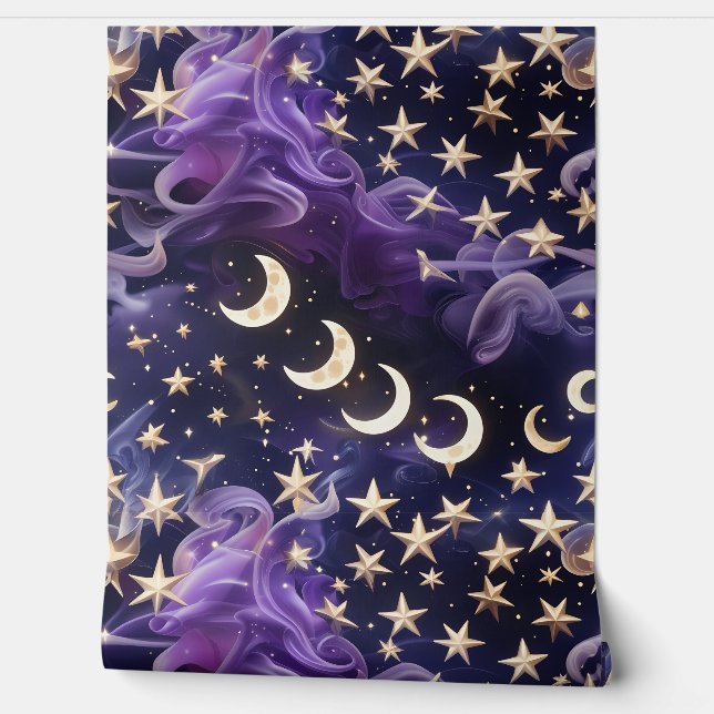 Wallpaper - Luxury Royal Amethyst Celestial Moon Behang (Afrollen)