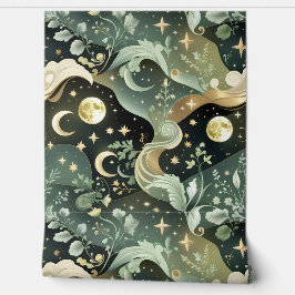 Wallpaper - Sage Green Celestial Moon Behang
