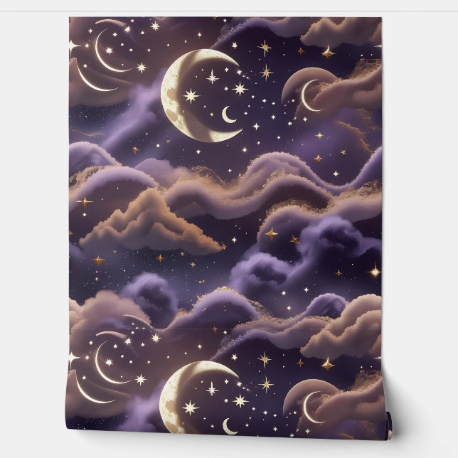 Wallpaper - Smoky Celestial Moon Design Behang (Afrollen)