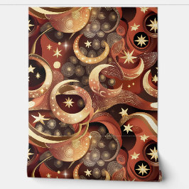 Wallpaper - Terracotta Celestial Moon Design Behang