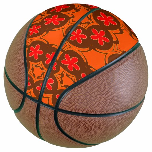 wallpapier retro oranje 1970 basketbal (Schuin)