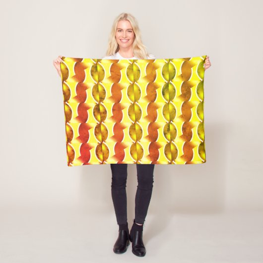 wallpapier retro oranje 1970 fleece deken (In situ)