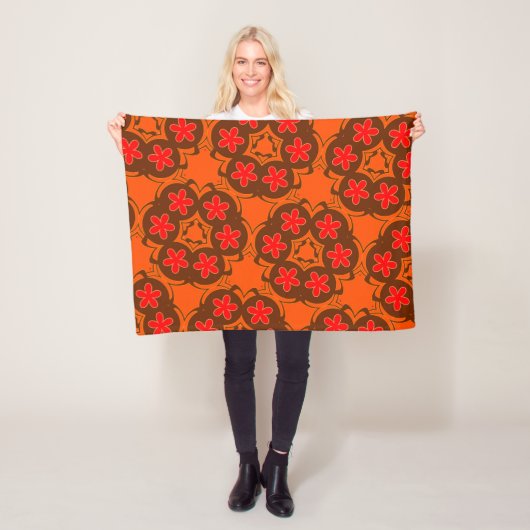 wallpapier retro oranje 1970 fleece deken (In situ)