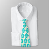 Wallstreet Hibiscus Foulard Ecru & Turq Two-Sided Stropdas (Gebonden)