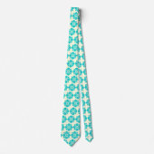 Wallstreet Hibiscus Foulard Ecru & Turq Two-Sided Stropdas (Voorkant)