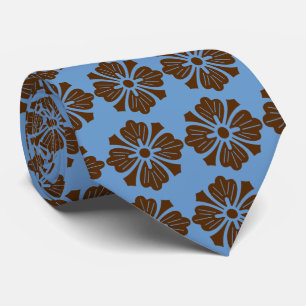 Wallstreet Hibiscus Foulard Peri & Brown Two-Sided Stropdas