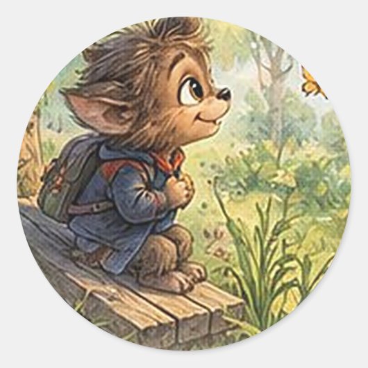Wally de Weerwolf Ronde Sticker (Voorkant)