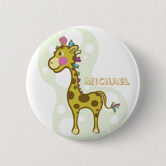 Wally het Karakter van de Giraffe Ronde Button 5,7 Cm (Voorkant)