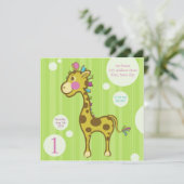 Wally of Giraffe Kids Birthday Party Invitation Kaart (Staand voorkant)