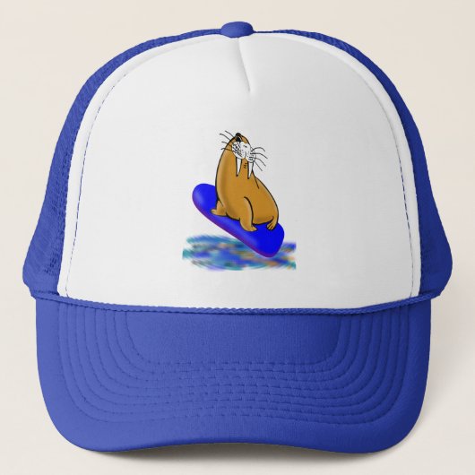 Wally The Walrus gaat surfen Trucker Pet (Voorkant)