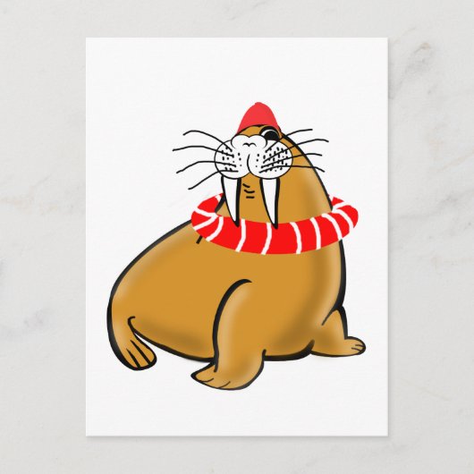 Wally The Walrus gaat zwemmen Briefkaart (Voorkant)