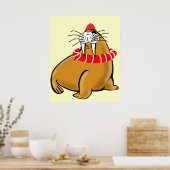 Wally The Walrus gaat zwemmen Poster (Keuken)
