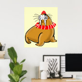 Wally The Walrus gaat zwemmen Poster (Thuiskantoor)
