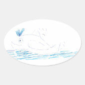 Wally Whale Oval Sticker (Voorkant)