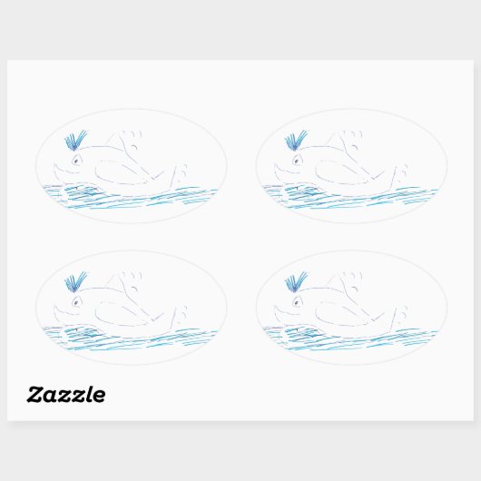 Wally Whale Oval Sticker (Vel)