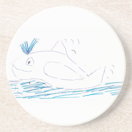 Wally whale Sandstone Onderzetter (Voorkant)