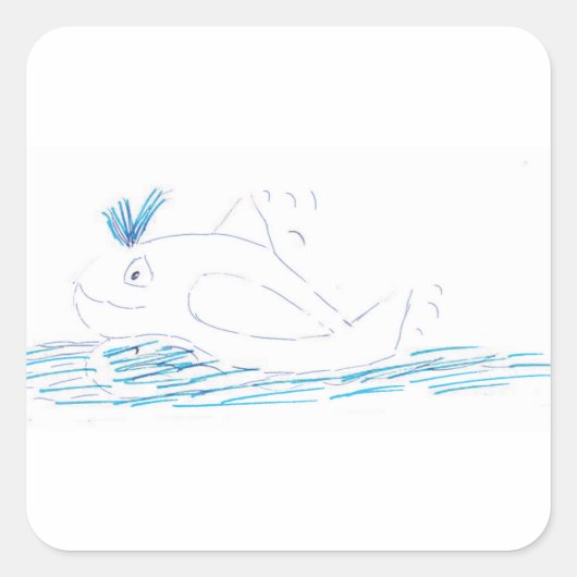 Wally Whale Square Sticker (Voorkant)