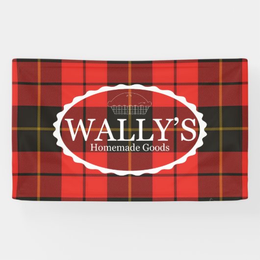 Wally's Banner voor zelfgemaakte goederen in Plaid (Horizontaal)