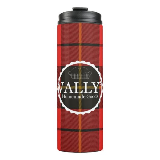 Wally's zelfgemaakte goederentaart Logo Travel Mug Thermosbeker (Voorkant)