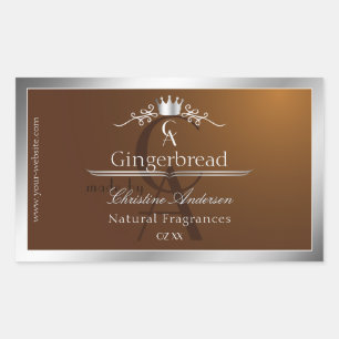 Walnoot Bruin Productlabel Zilveren Frame Monogram Rechthoekige Sticker