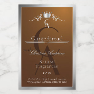 Walnoot Bruin Productlabel Zilveren Frame Monogram Voedselcontainer Etiket