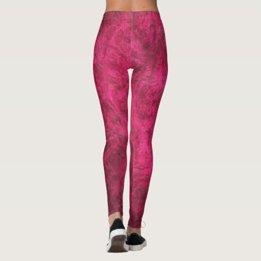 Walnoot burl in Raspberry Pink textured Leggings (Achterkant)