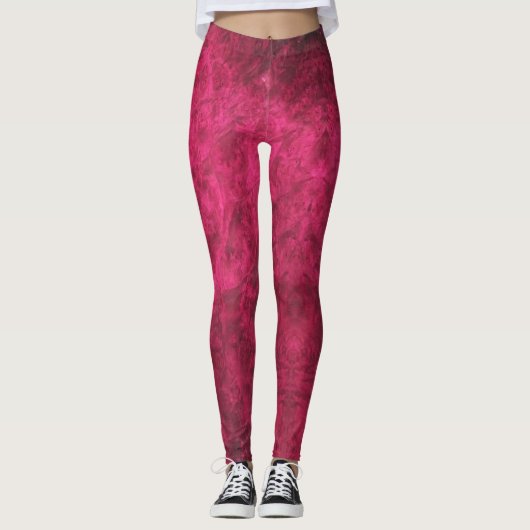 Walnoot burl in Raspberry Pink textured Leggings (Voorkant)
