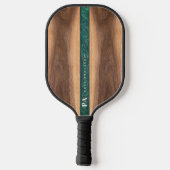 Walnoot Houten Groen Marmer Monogram Naam Aangepas Pickleball Paddle (Achterkant)