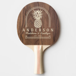 Walnoten Hout Ananas Trouwboog & Naam Tafeltennisbatje
