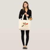 Walnotenkraan met aardbeien grote tote bag (Voorkant (model))