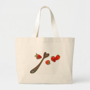 Walnotenkraan met aardbeien grote tote bag