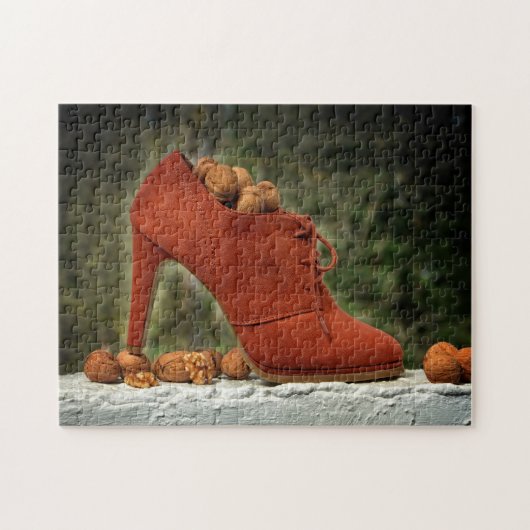 Walnuss Schuh Legpuzzel (Horizontaal)