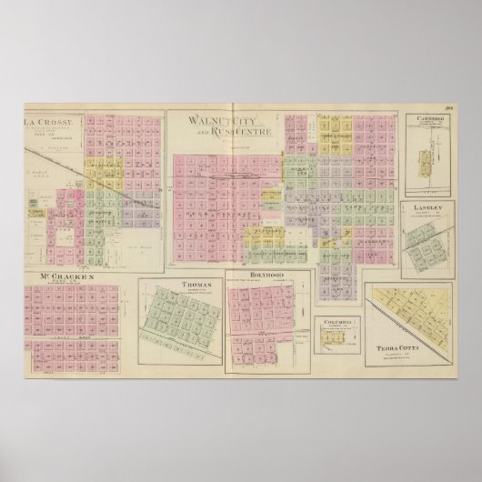 Walnut City, Rush Center, La Crosse, Kansas Poster (Voorkant)
