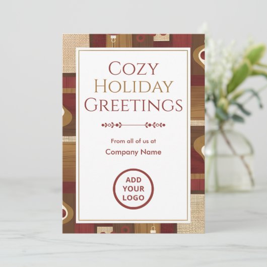 Walnut & Cranberry Retro | Warm Texture Pack Feestdagenkaart (Staand voorkant)