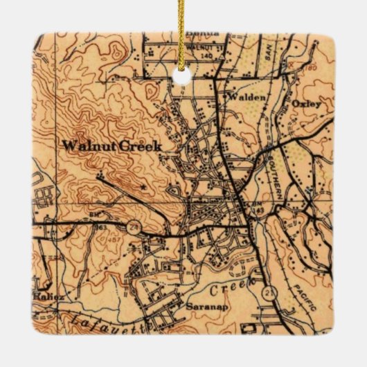 Walnut Creek CA 1943 Map Keramisch Ornament (Achterkant)